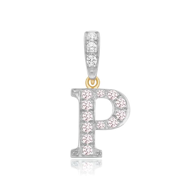 Buy 9ct Gold 18mm Cubic Zirconia Initial P Pendant by World of Jewellery