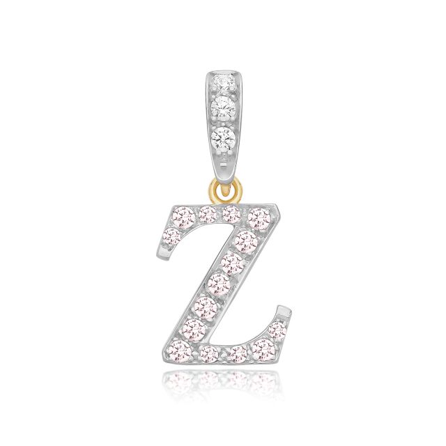 Buy 9ct Gold 18mm Cubic Zirconia Initial Z Pendant by World of Jewellery