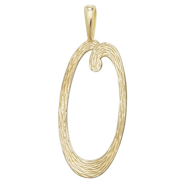 Buy 9ct Gold 30mm Plain Barked Script Initial O Pendant by World of Jewellery