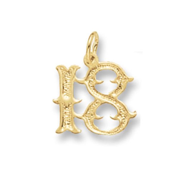 Buy 9ct Gold 12mm Plain 18th Birthday Pendant by World of Jewellery
