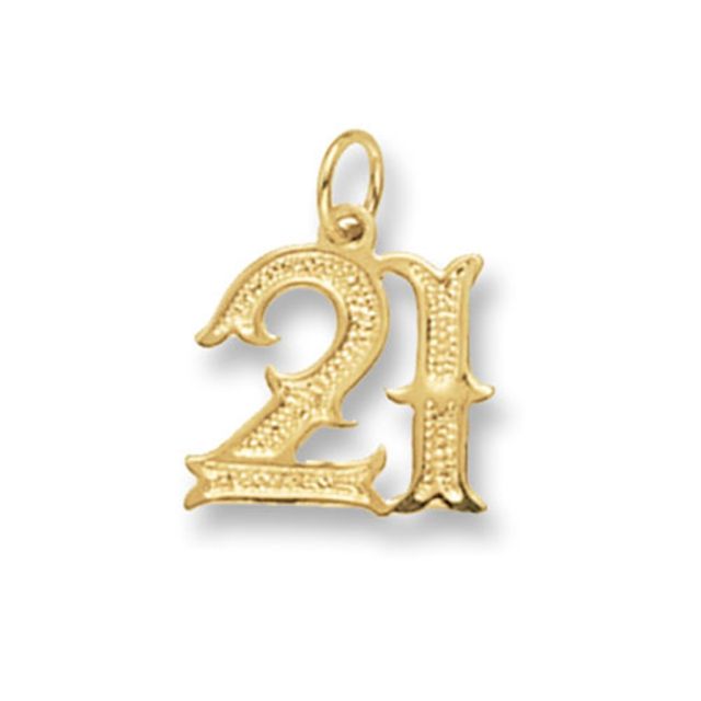 Buy Mens 9ct Gold 12mm Plain 21st Birthday Pendant by World of Jewellery