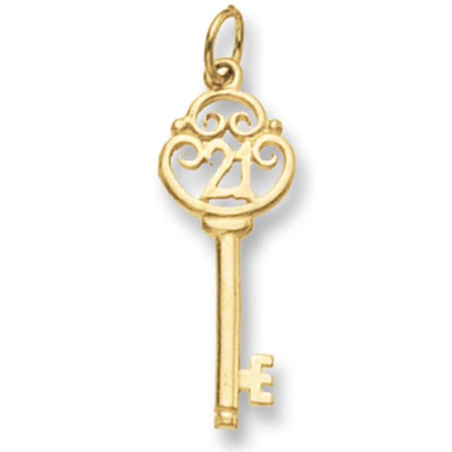 Buy 9ct Gold 24mm Plain 21st Birthday Key Pendant by World of Jewellery