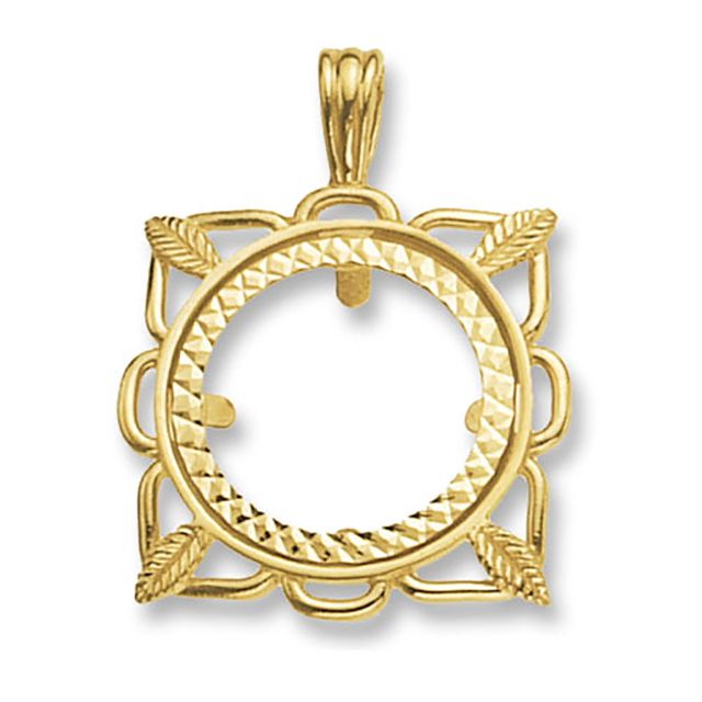 Buy Mens 9ct Gold Plain Square Full Sovereign Coin Mount Pendant by World of Jewellery