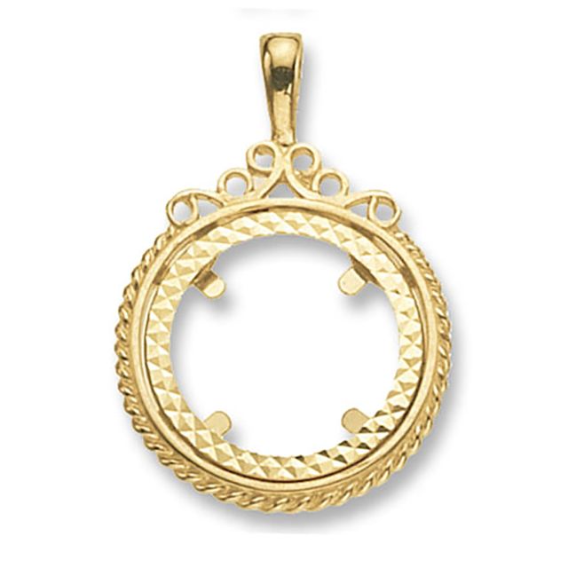 Buy Mens 9ct Gold Plain Round Fancy Edged Half Sovereign Coin Mount Pendant by World of Jewellery