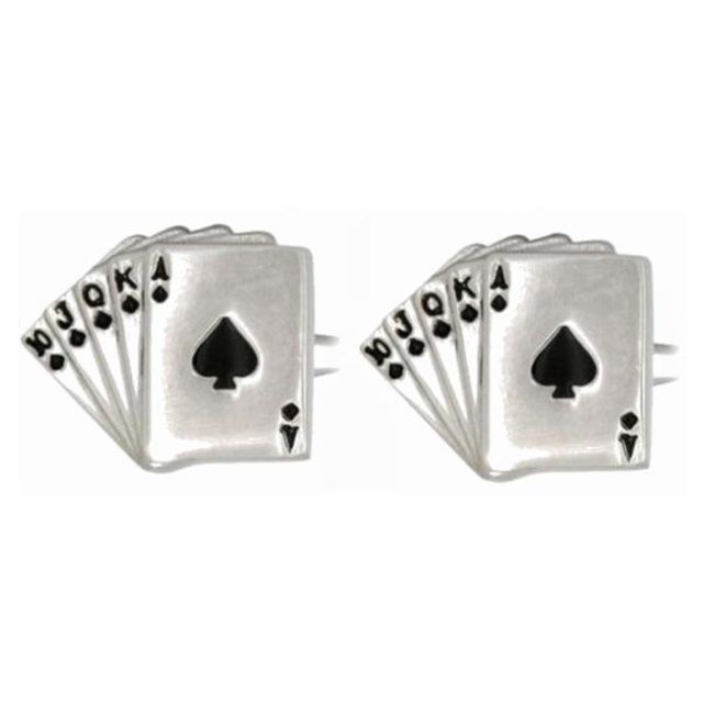 Buy Novelty Fan Of Spade Cards Cufflinks by World of Jewellery