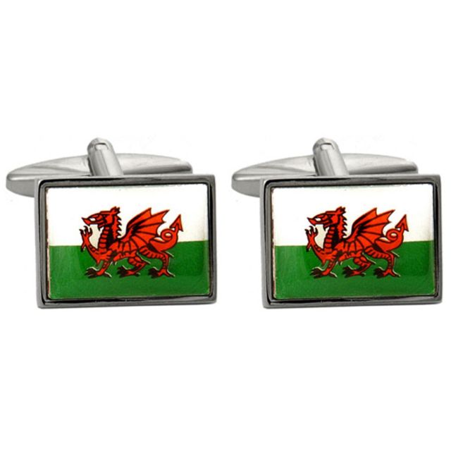 Buy Novelty Welsh Dragon Flag Cufflinks by World of Jewellery