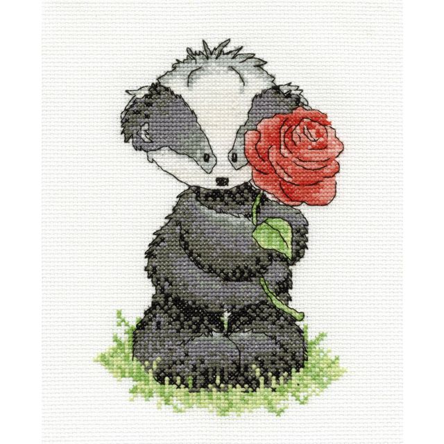 Buy DMC Cross Stitch Kit - Woodland Folk - Bert Badger With A Rose by World of Jewellery