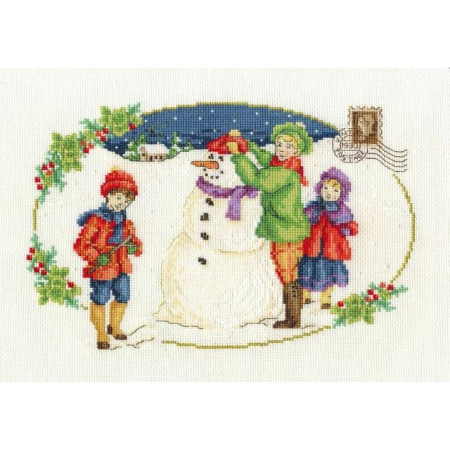 Buy DMC Cross Stitch Kit - Vintage Christmas - Building a Snowman by World of Jewellery