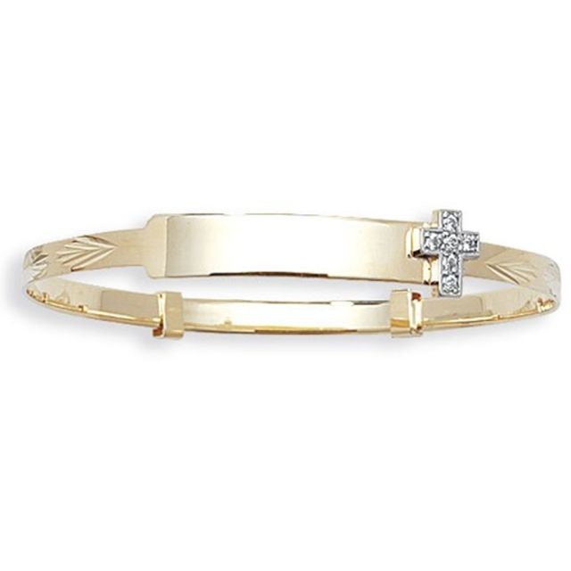 Buy Childrens 9ct Gold Cross Christening Bangle by World of Jewellery