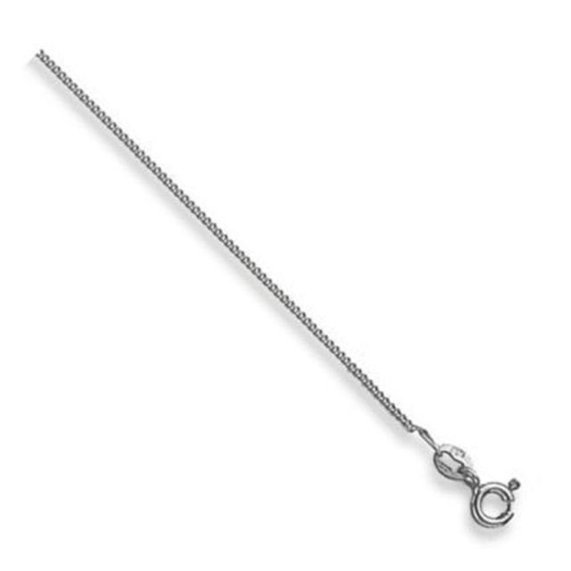 Buy 9ct White Gold Curb Chain Necklace - 1mm Thick - Various Lengths - 16, 18 and 20 Inch Long by World of Jewellery
