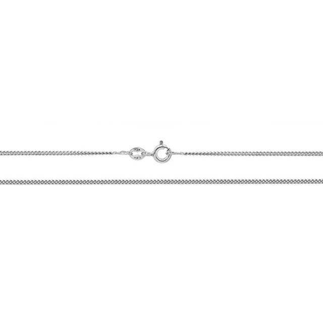 Buy 9ct White Gold Curb Chain Necklace - 1mm Thick - Various Lengths - 16, 18, 20, 22 and 24 Inch Long by World of Jewellery