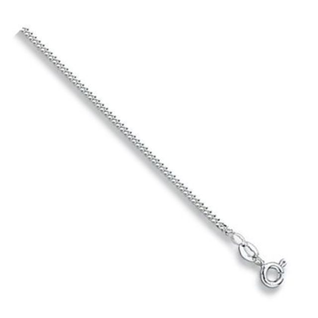 Buy 9ct White Gold Curb Chain Necklace - 2mm Thick - Various Lengths - 16, 18, 20, 22 and 24 Inch Long by World of Jewellery