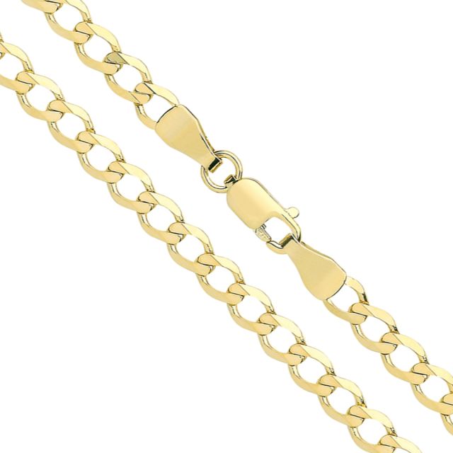 Buy 9ct Yellow Gold Bevelled Curb Chain Necklace - 3mm Thick - Various Lengths - 16, 18, 20, 22, 24, 26, 28 and 30 Inch Long by World of Jewellery
