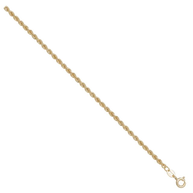 Buy 9ct Yellow Gold Rope Chain Necklace - 2mm Thick - Various Lengths - 16, 18, 20, 22 and 24 Inch Long by World of Jewellery