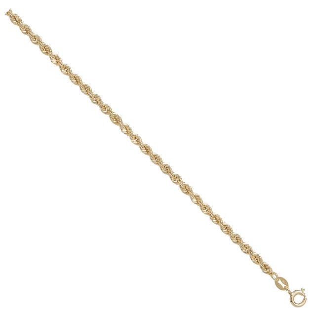 Buy 9ct Yellow Gold Rope Chain Necklace - 3mm Thick - Various Lengths - 16, 18, 20, 22, 24, 26, 28 and 30 Inch Long by World of Jewellery