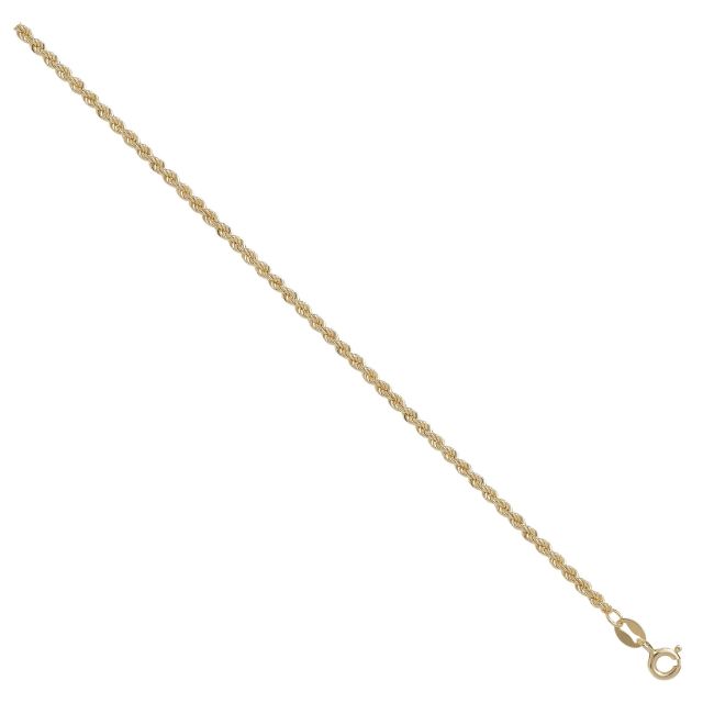 Buy 9ct Yellow Gold Rope Chain Necklace - 2mm Thick - Various Lengths - 16, 18, 20, 22 and 24 Inch Long by World of Jewellery