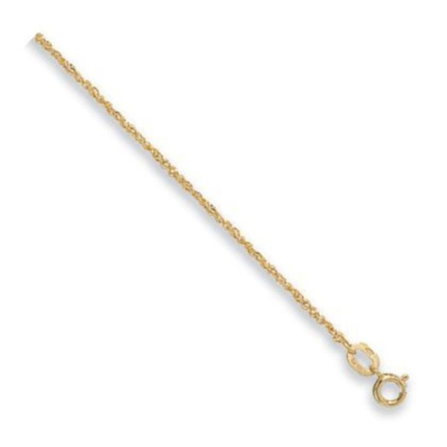 Buy 9ct Yellow Gold Diamond Cut Singapore Chain Necklace - 1mm Thick - Various Lengths - 16, 18 and 20 Inch Long by World of Jewellery