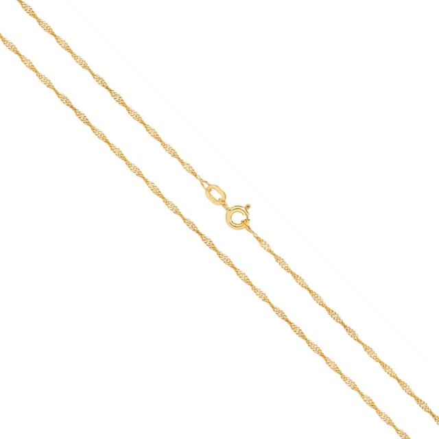 Buy 9ct Yellow Gold Singapore Chain Necklace - 1mm Thick - Various Lengths - 16, 18 and 20 Inch Long by World of Jewellery