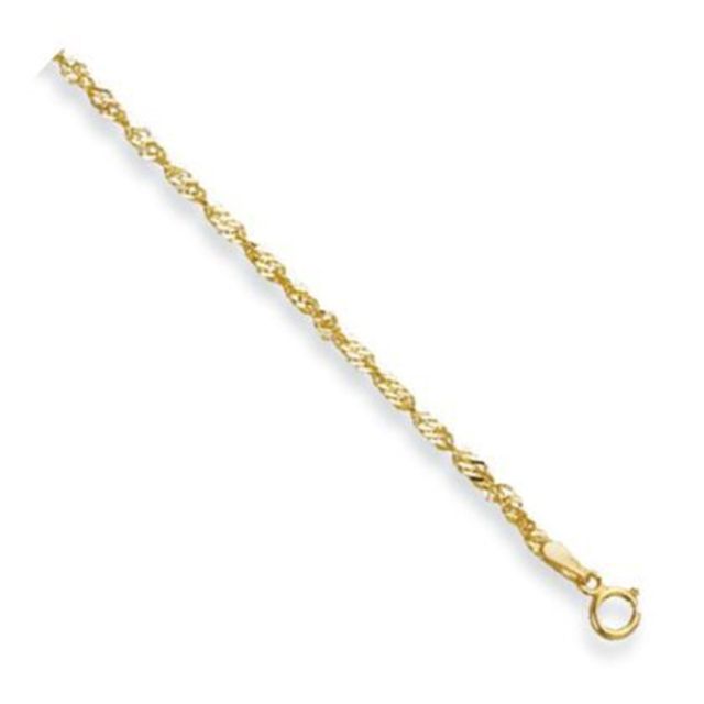 Buy 9ct Yellow Gold Singapore Chain Necklace - 2mm Thick - Various Lengths - 16, 18, 20, 22 and 24 Inch Long by World of Jewellery