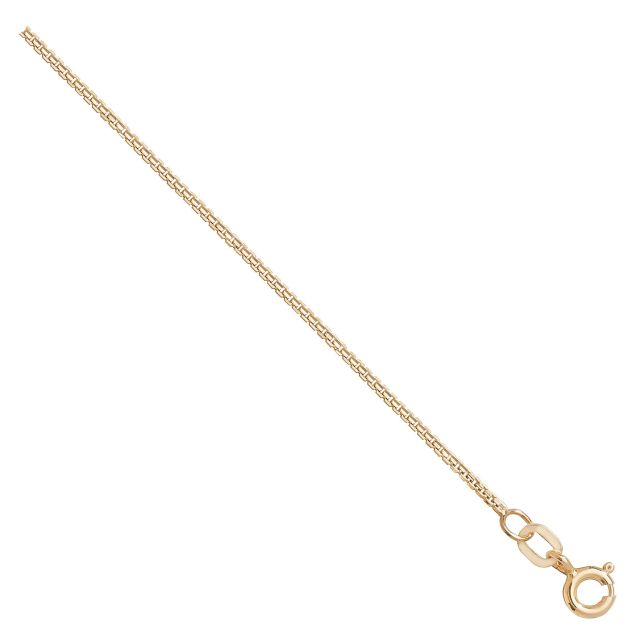 Buy 9ct Yellow Gold Box Chain Necklace - 1mm Thick - Various Lengths - 16, 18, 20, 22 and 24 Inch Long by World of Jewellery