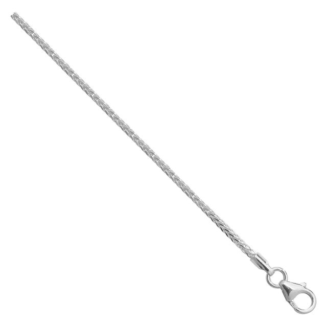 Buy 9ct White Gold Spiga Chain Necklace - 1mm Thick - Various Lengths - 16, 18, 20, 22 and 24 Inch Long by World of Jewellery