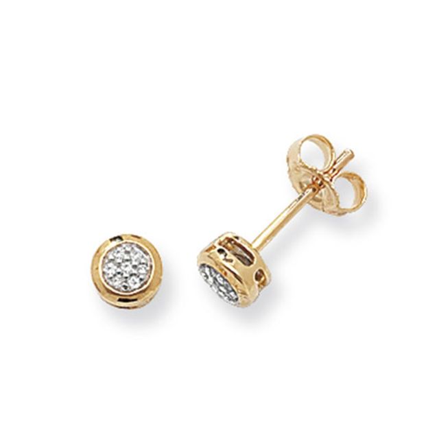 Buy 9ct Yellow Gold 0.06ct Diamond Round Stud Earrings by World of Jewellery