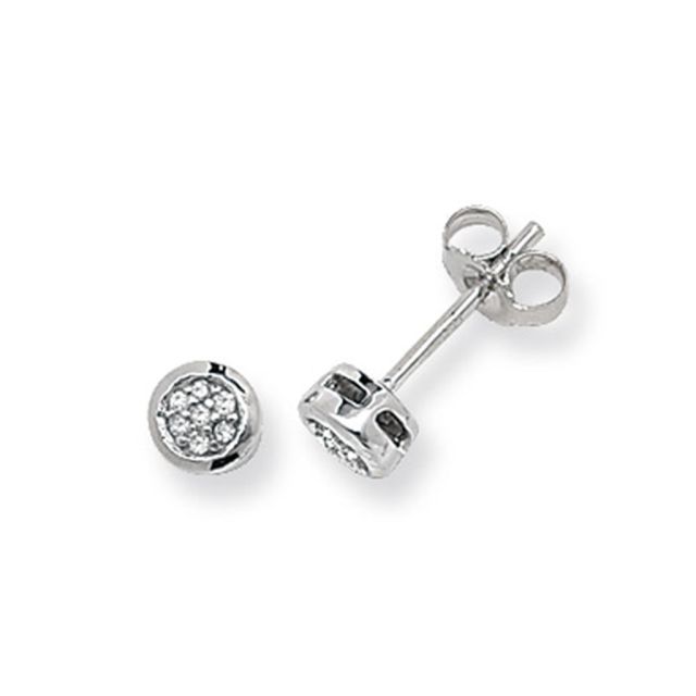 Buy 9ct White Gold 0.06ct Diamond Round Stud Earrings by World of Jewellery