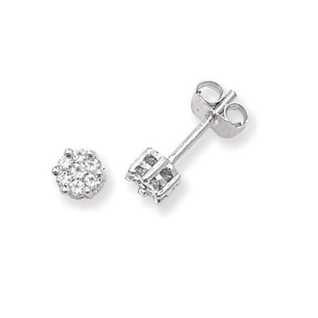 Buy 9ct White Gold 0.25ct Diamond Round Illusion Set Stud Earrings by World of Jewellery