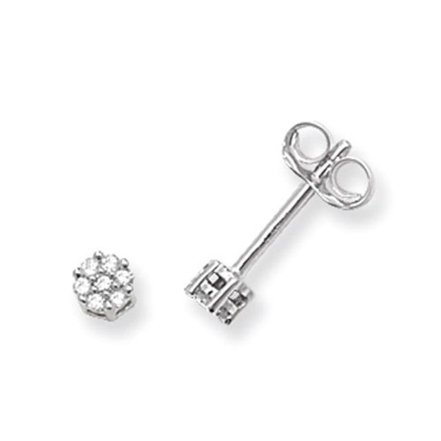 Buy 9ct White Gold 0.07ct Diamond Round Illusion Set Stud Earrings by World of Jewellery