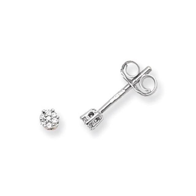 Buy 9ct White Gold 0.05ct Diamond Round Illusion Set Stud Earrings by World of Jewellery