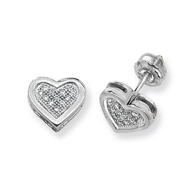 Buy 9ct White Gold 0.12ct Diamond Heart Stud Earrings by World of Jewellery