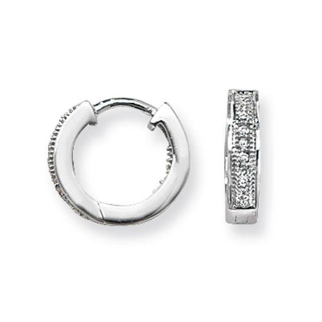 Buy 9ct White Gold 0.09ct Diamond Huggie Earrings by World of Jewellery