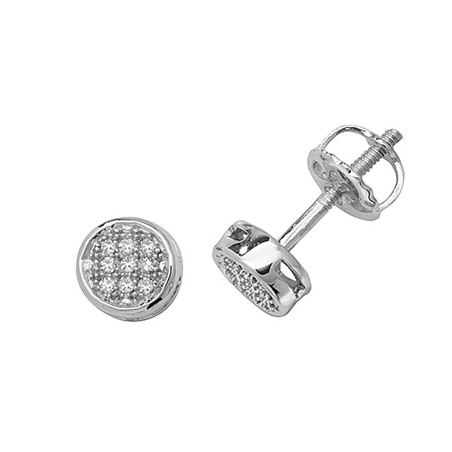 Buy 9ct White Gold 0.07ct Diamond Round Stud Earrings by World of Jewellery