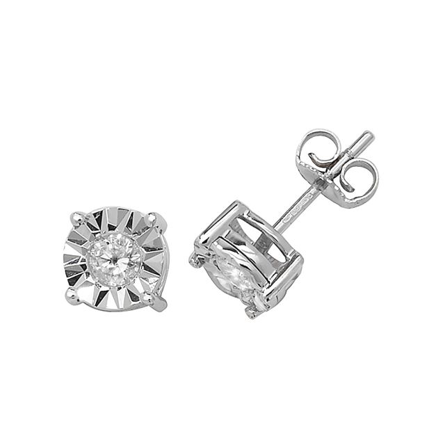 Buy 9ct White Gold 0.31ct Diamond Illusion Set Stud Earrings by World of Jewellery