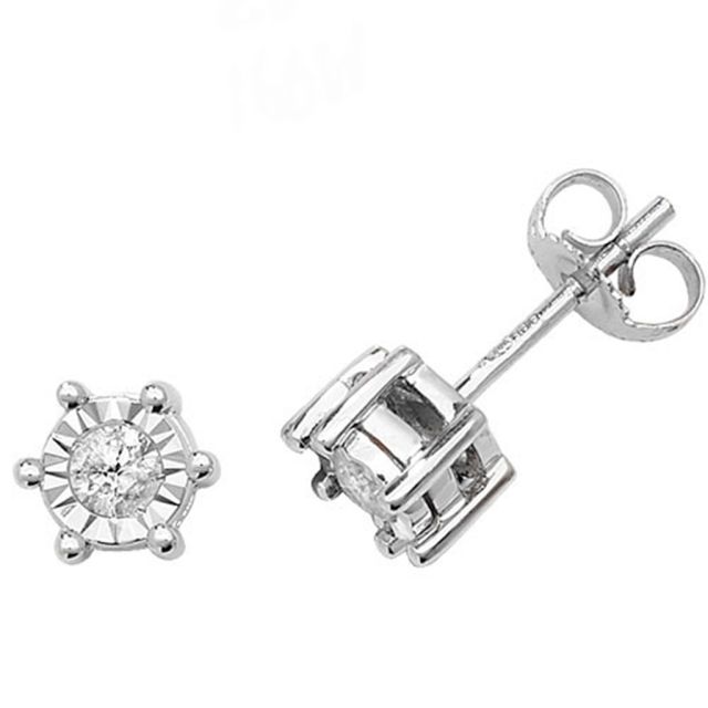 Buy 9ct White Gold 0.25ct Diamond Illusion Set Stud Earrings by World of Jewellery