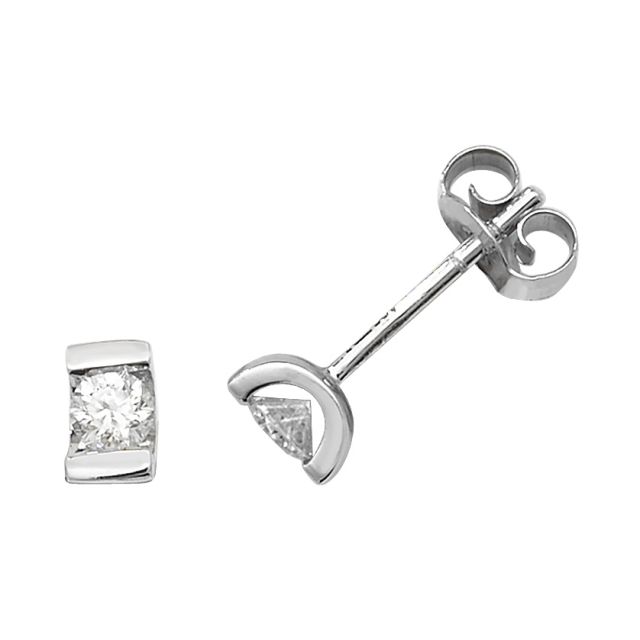 Buy 9ct White Gold 0.25ct Diamond Single Stone Stud Earrings by World of Jewellery
