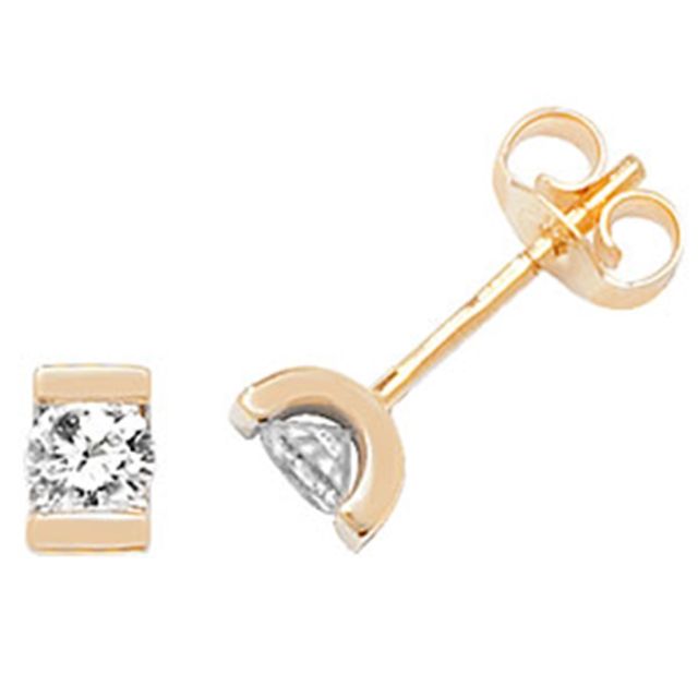 Buy 9ct Yellow Gold 0.33ct Diamond Single Stone Stud Earrings by World of Jewellery