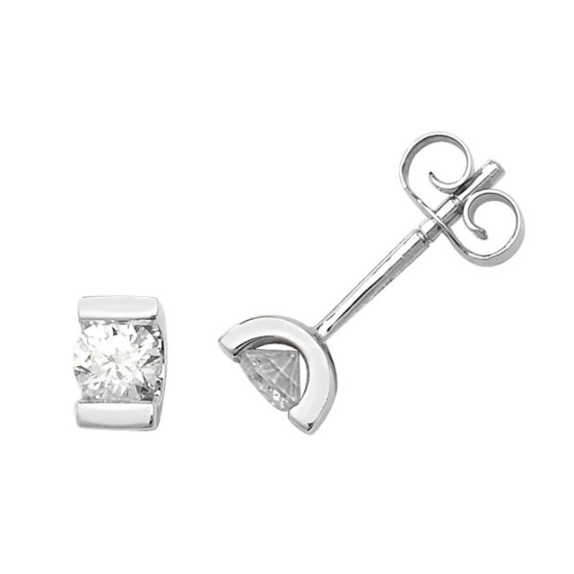 Buy 9ct White Gold 0.33ct Diamond Single Stone Stud Earrings by World of Jewellery