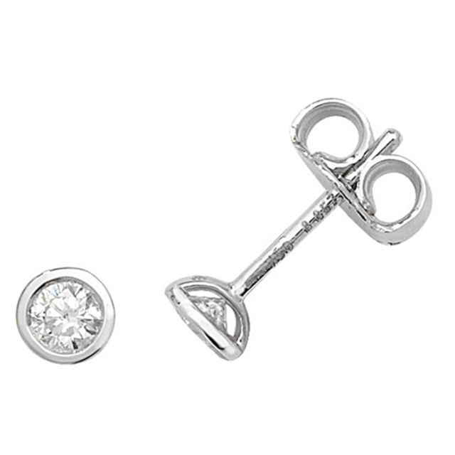 Buy 18ct White Gold 0.30ct Diamond Rubover Stud Earrings by World of Jewellery