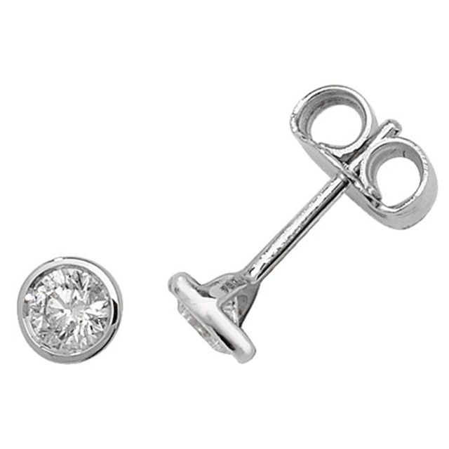 Buy 18ct White Gold 0.40ct Diamond Rubover Stud Earrings by World of Jewellery