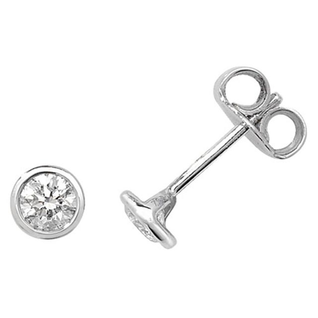 Buy 18ct White Gold 0.50ct Diamond Rubover Stud Earrings by World of Jewellery