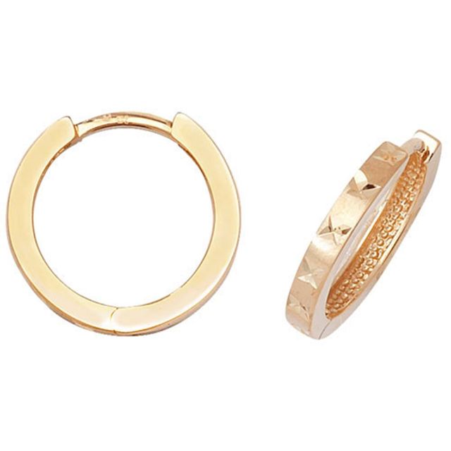 Buy 9ct Yellow Gold 16MM Diamond Cut Hinged Hoop Earrings by World of Jewellery