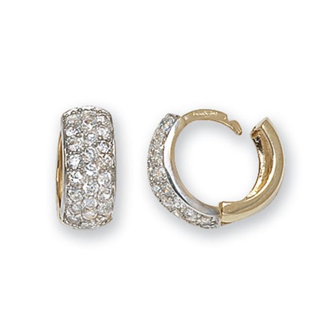 Buy 9ct Yellow Gold 15MM Cubic Zirconia Set Hinged Hoop Earrings by World of Jewellery