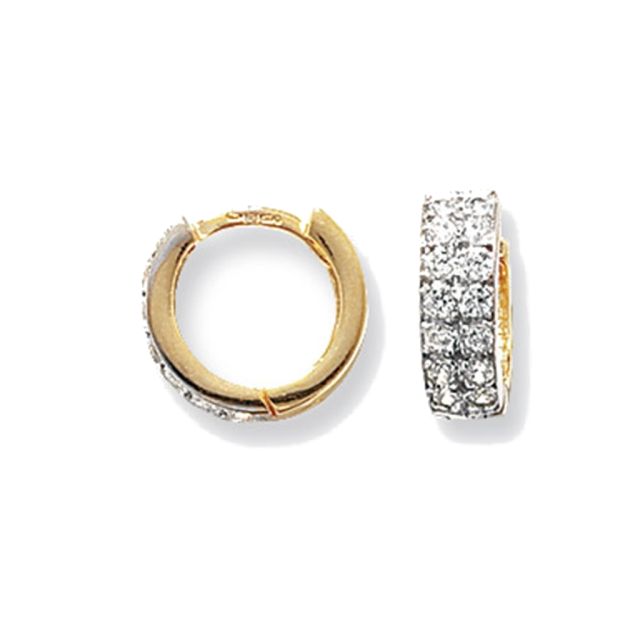 Buy 9ct Yellow Gold 10MM Cubic Zirconia Set Hinged Hoop Earrings by World of Jewellery