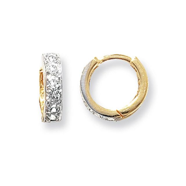 Buy 9ct Yellow Gold 11MM Cubic Zirconia Set Hinged Hoop Earrings by World of Jewellery