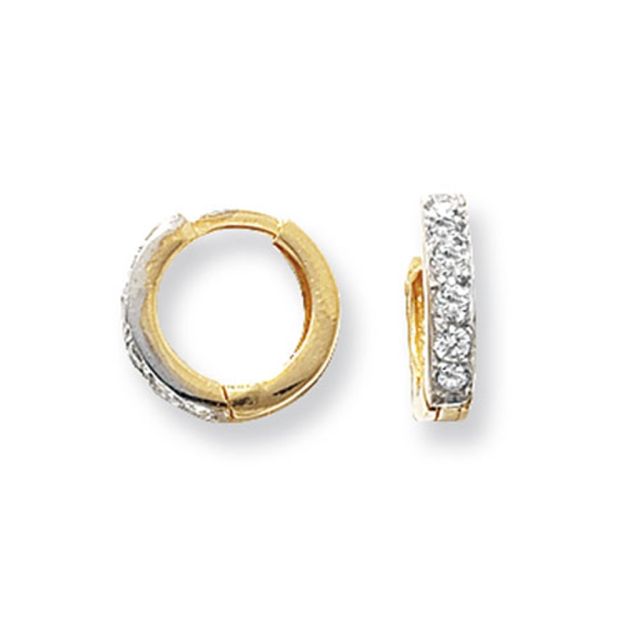 Buy 9ct Yellow Gold 10MM Cubic Zirconia Set Hinged Hoop Earrings by World of Jewellery