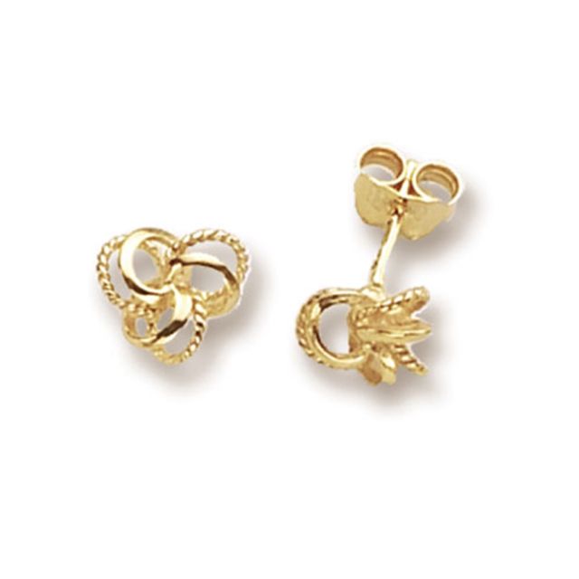 Buy 9ct Yellow Gold Fancy Knot Stud Earrings by World of Jewellery