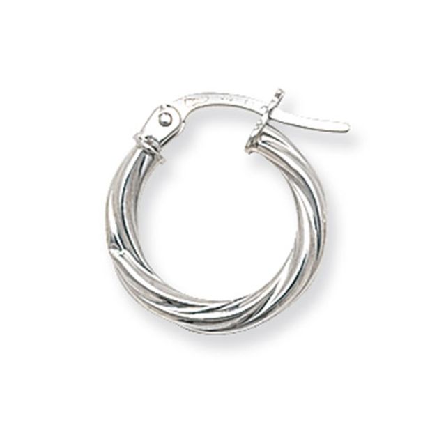 Buy 9ct White Gold Small Twist Hoop Earrings by World of Jewellery