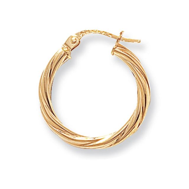 Buy 9ct Yellow Gold Medium Twist Hoop Earrings by World of Jewellery