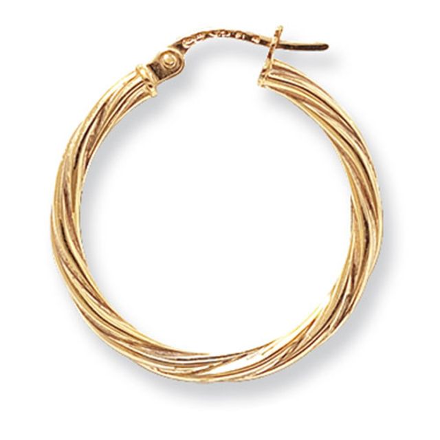 Buy 9ct Yellow Gold Large Twist Hoop Earrings by World of Jewellery